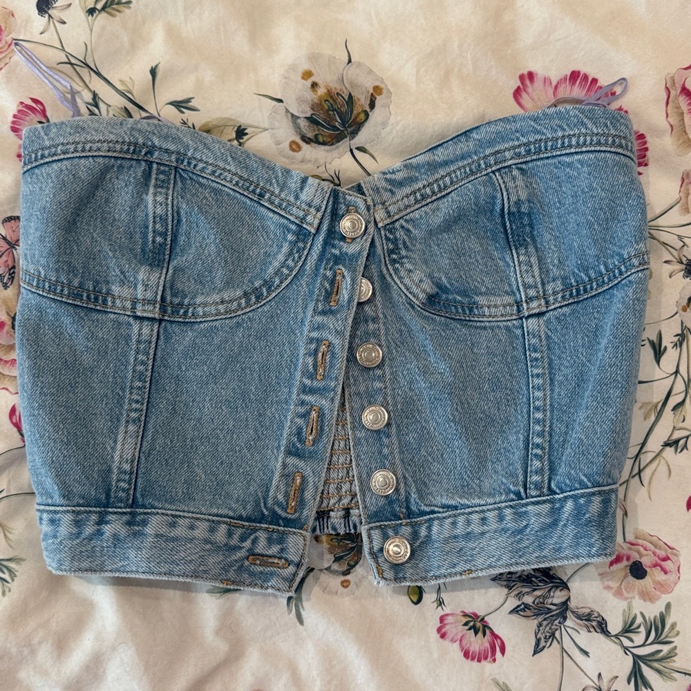 Zara Light Blue Denim Top